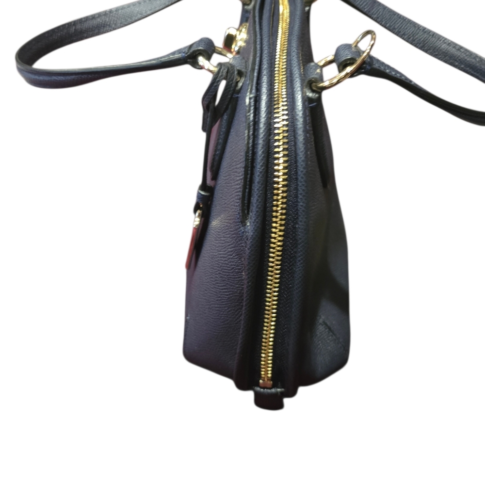 COACH Prince Street Mini Satchel Crossgrain Dark Navy Leather WITH DUST BAG - Picture 4 of 9